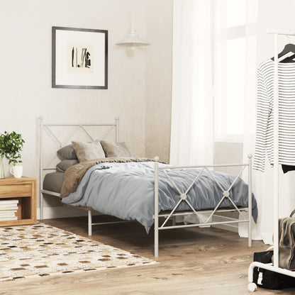 Giroletto con Testiera e Pediera Metallo Bianco 80x200 cm | homemem39