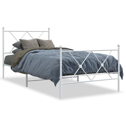 Giroletto con Testiera e Pediera Metallo Bianco 90x190 cm | homemem39