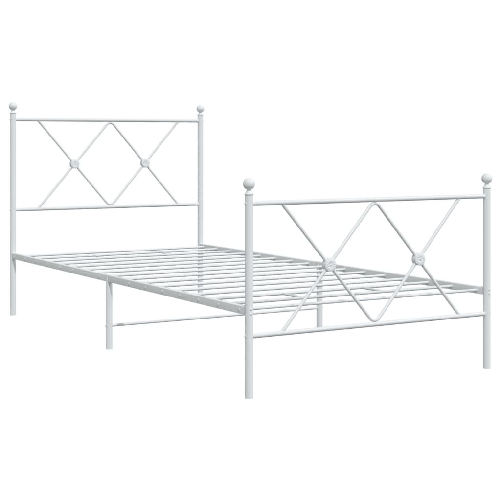 Giroletto con Testiera e Pediera Metallo Bianco 90x190 cm | homemem39