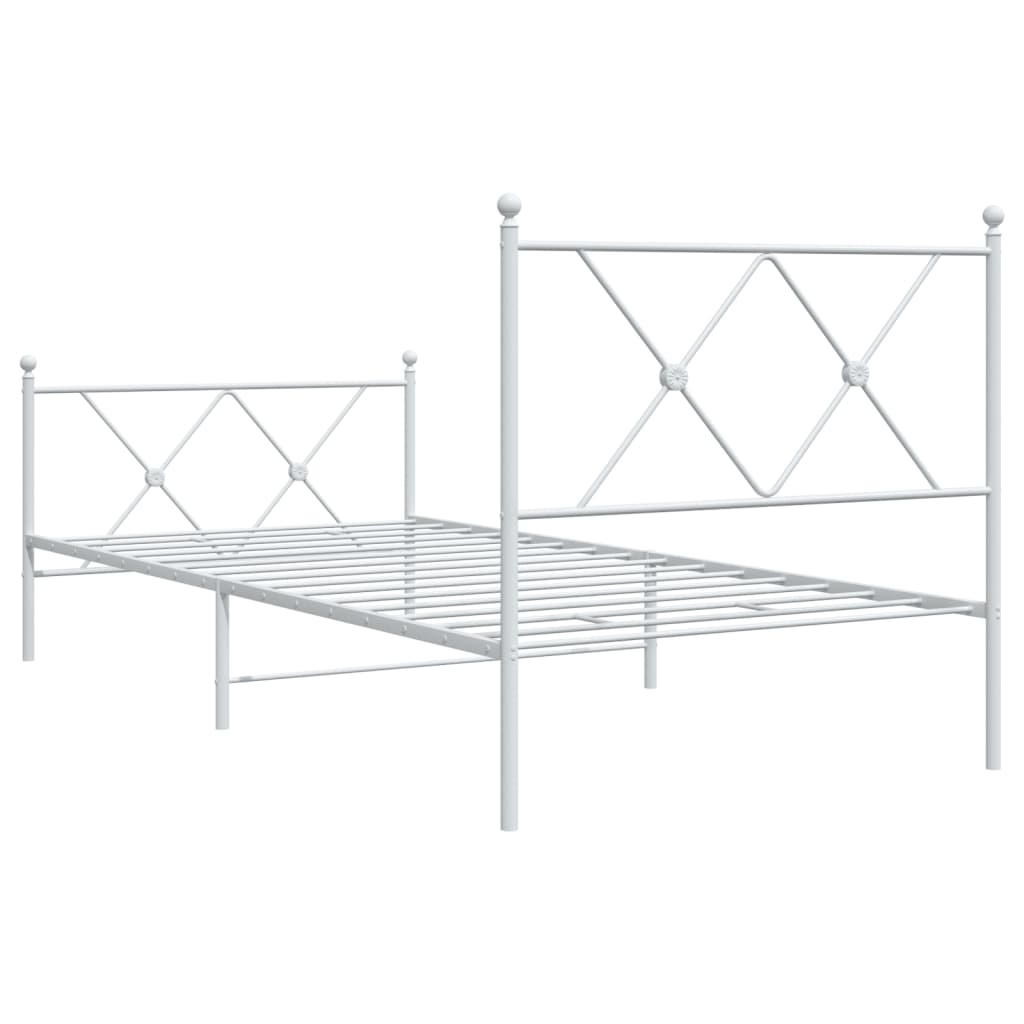 Giroletto con Testiera e Pediera Metallo Bianco 90x190 cm | homemem39