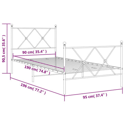 Giroletto con Testiera e Pediera Metallo Bianco 90x190 cm | homemem39