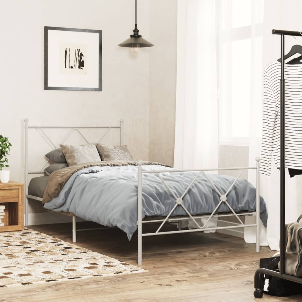Giroletto con Testiera e Pediera Metallo Bianco 90x190 cm | homemem39