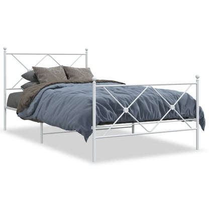 Giroletto con Testiera e Pediera Metallo Bianco 100x190 cm | homemem39
