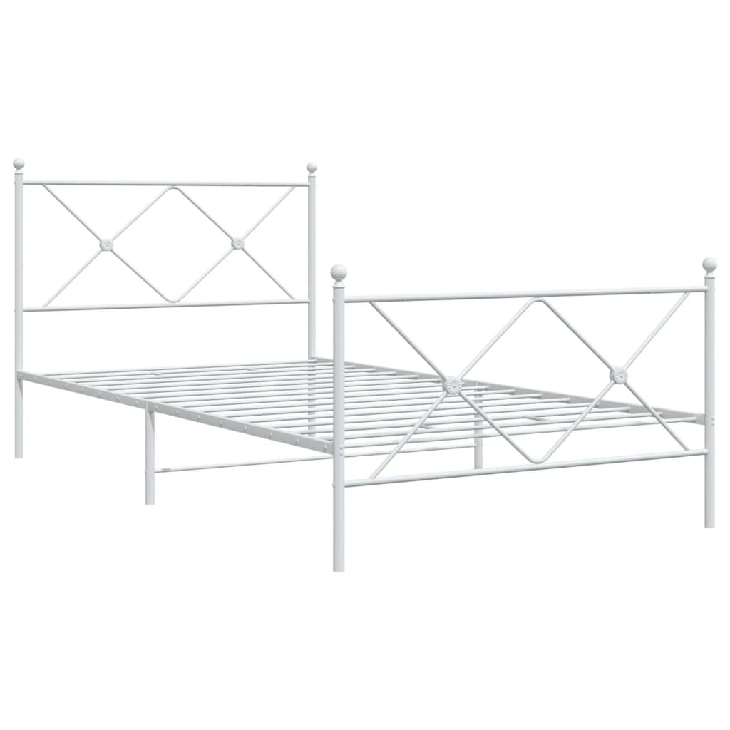 Giroletto con Testiera e Pediera Metallo Bianco 100x190 cm | homemem39