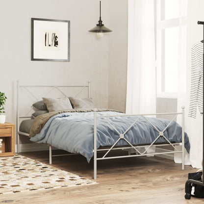 Giroletto con Testiera e Pediera Metallo Bianco 107x203 cm | homemem39