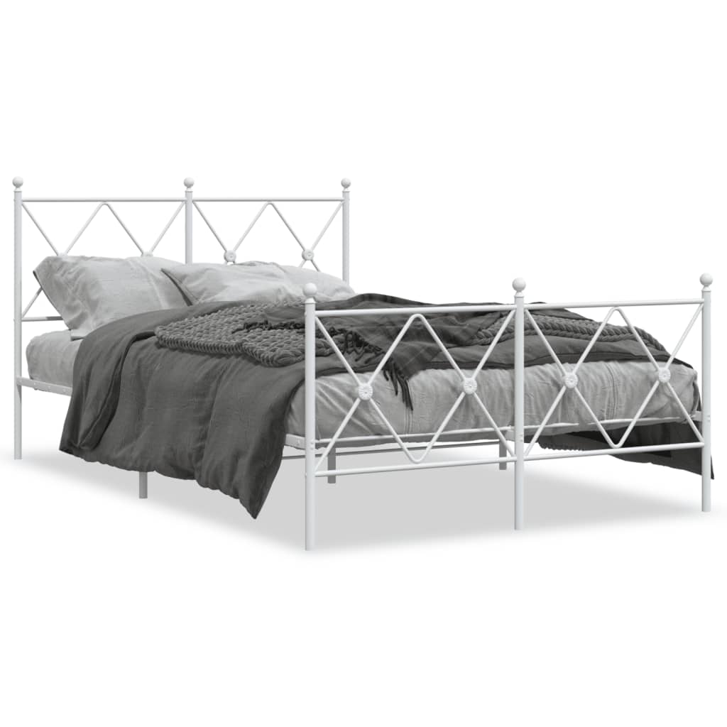 Giroletto con Testiera e Pediera Metallo Bianco 120x200 cm | homemem39