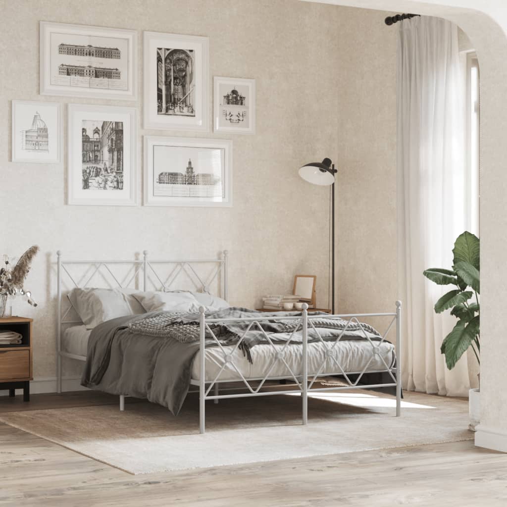 Giroletto con Testiera e Pediera Metallo Bianco 120x200 cm | homemem39