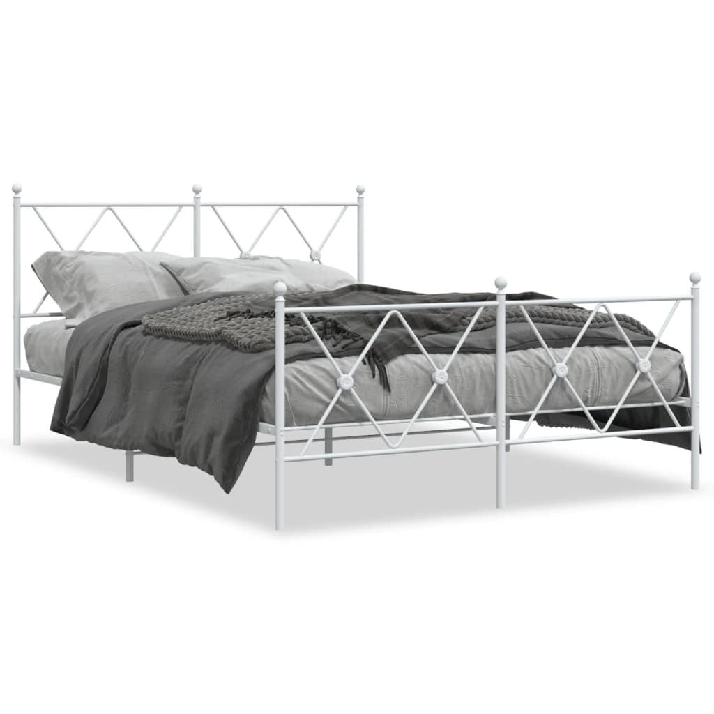 Giroletto con Testiera e Pediera Metallo Bianco 137x190 cm | homemem39
