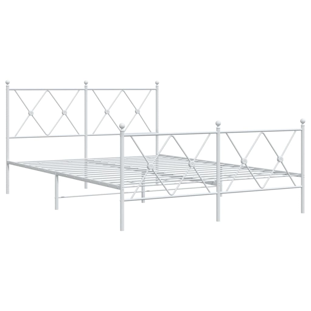 Giroletto con Testiera e Pediera Metallo Bianco 137x190 cm | homemem39