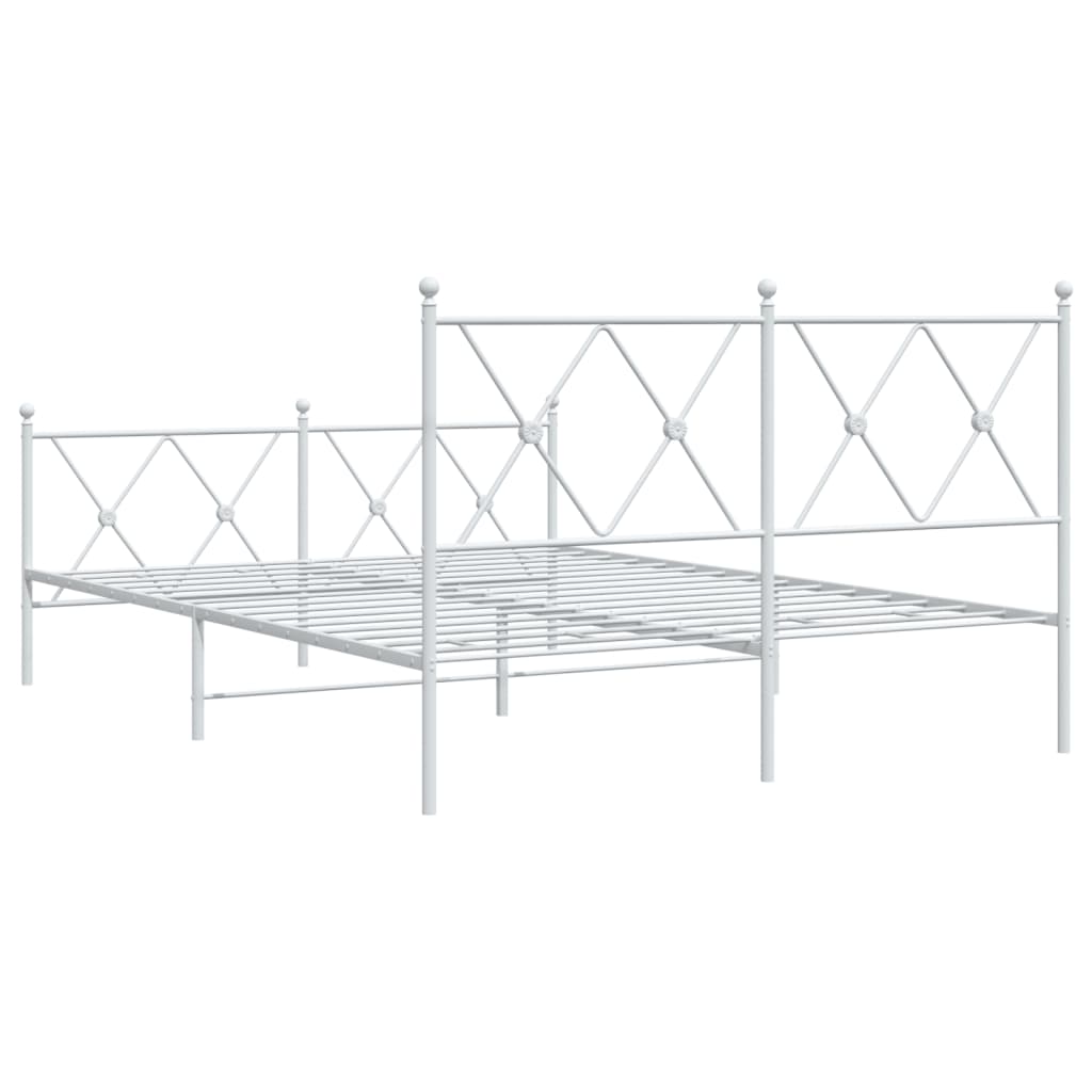 Giroletto con Testiera e Pediera Metallo Bianco 137x190 cm | homemem39