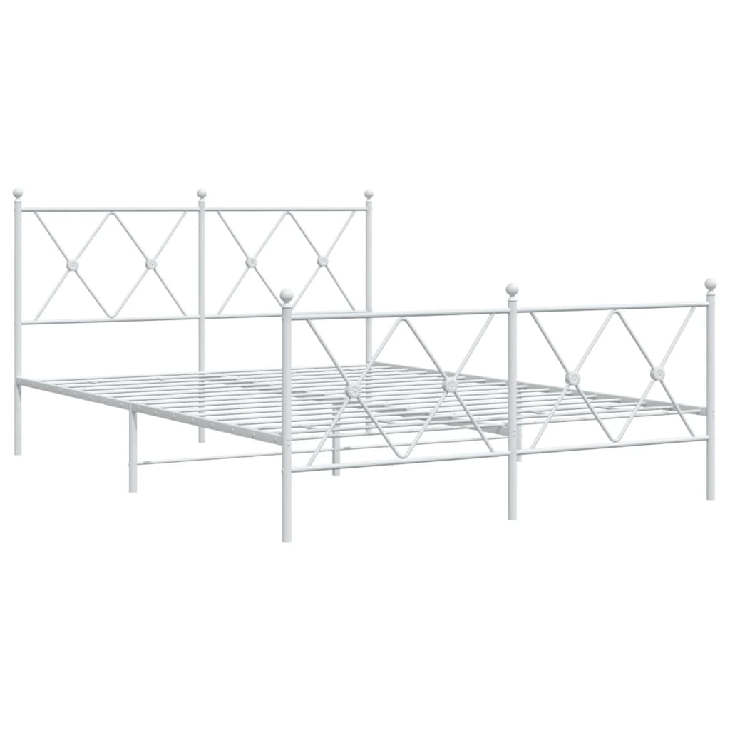 Giroletto con Testiera e Pediera Metallo Bianco 140x190 cm | homemem39