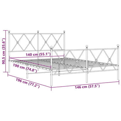 Giroletto con Testiera e Pediera Metallo Bianco 140x190 cm | homemem39