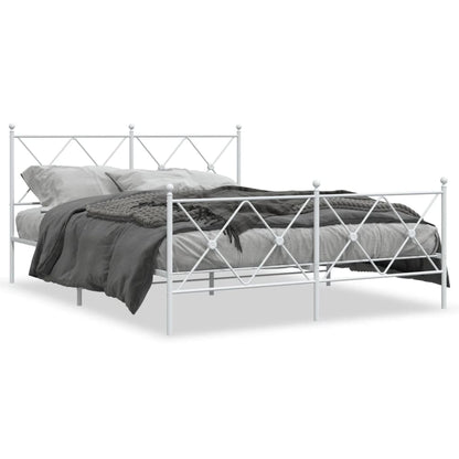 Giroletto con Testiera e Pediera Metallo Bianco 150x200 cm | homemem39
