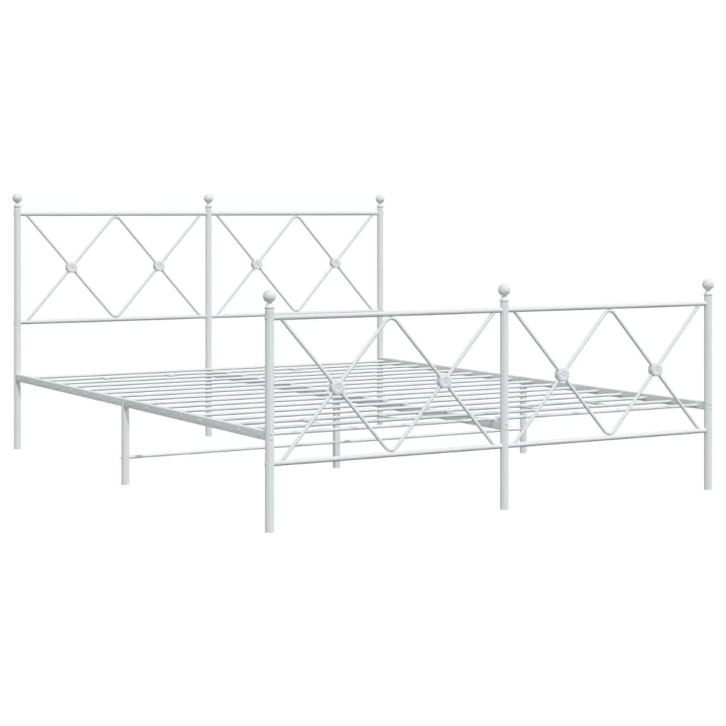 Giroletto con Testiera e Pediera Metallo Bianco 150x200 cm | homemem39