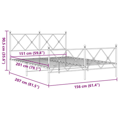 Giroletto con Testiera e Pediera Metallo Bianco 150x200 cm | homemem39