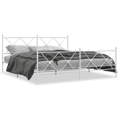 Giroletto con Testiera e Pediera Metallo Bianco 183x213 cm | homemem39