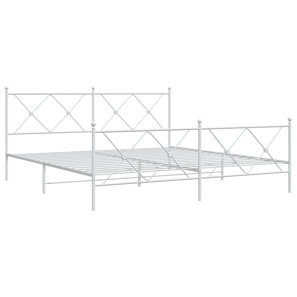 Giroletto con Testiera e Pediera Metallo Bianco 183x213 cm | homemem39