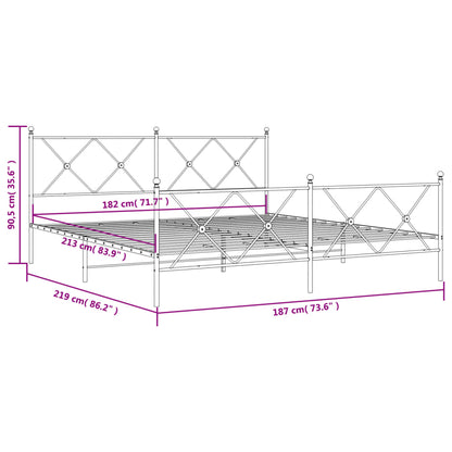 Giroletto con Testiera e Pediera Metallo Bianco 183x213 cm | homemem39