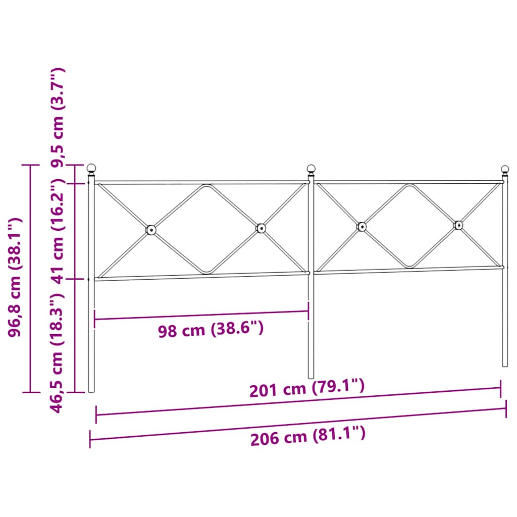 Testiera di Ricambio in Metallo Bianco 200 cm | homemem39