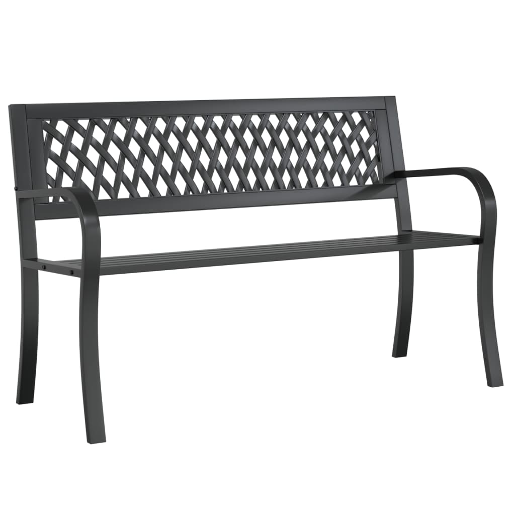 Panca da Giardino Nera 120 cm Acciaio | homemem39