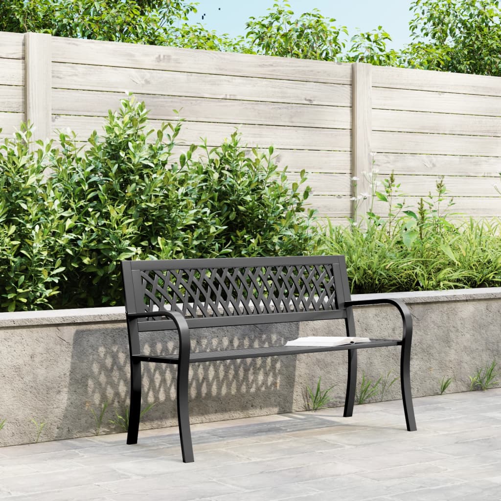 Panca da Giardino Nera 120 cm Acciaio | homemem39