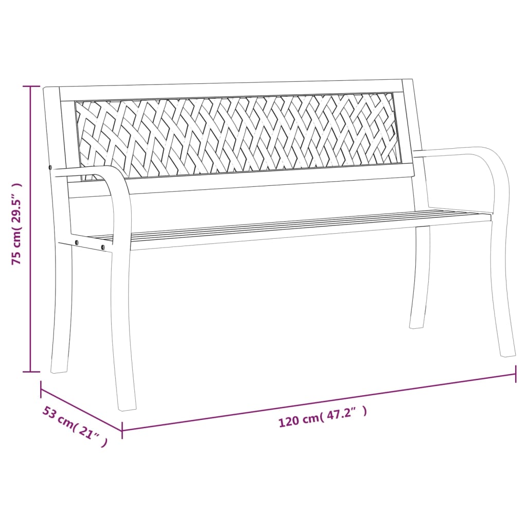 Panca da Giardino Nera 120 cm Acciaio | homemem39