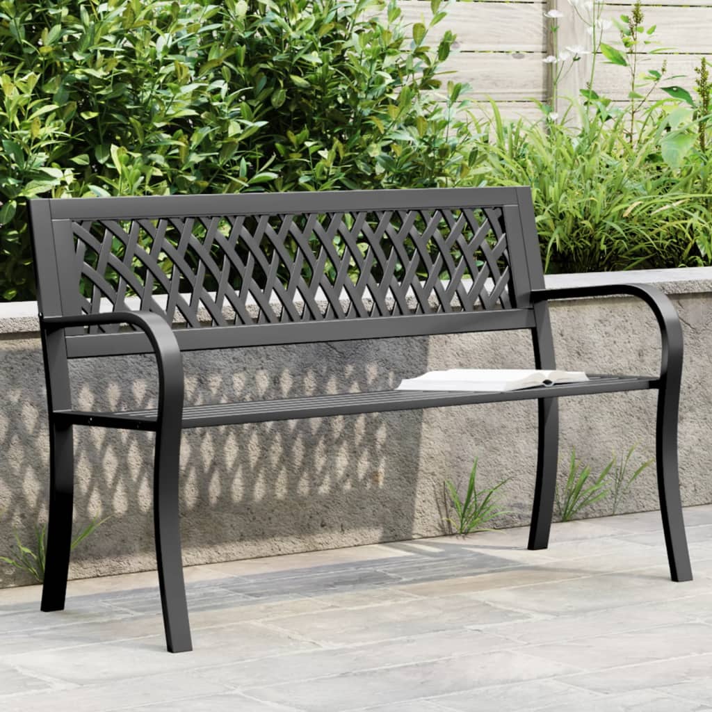 Panca da Giardino Nera 120 cm Acciaio | homemem39