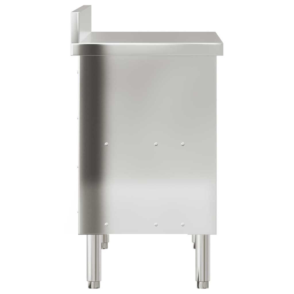 Tavolo da Lavoro per Cucina con Ante Scorrevoli in Acciaio Inox - homemem39