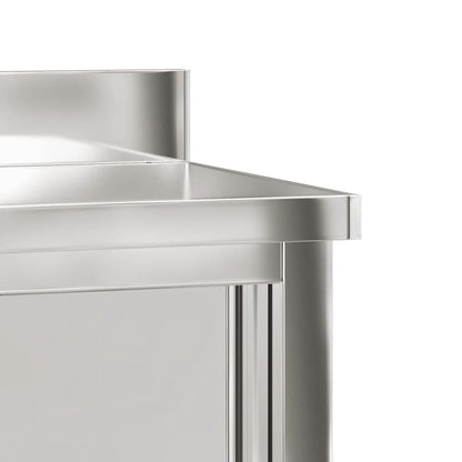 Tavolo da Lavoro per Cucina con Ante Scorrevoli in Acciaio Inox