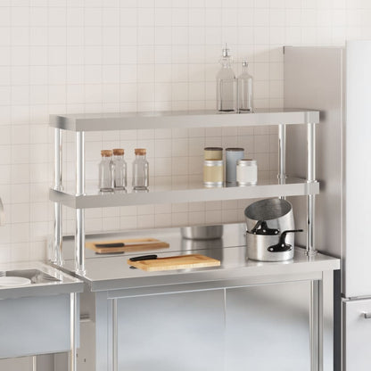 Ripiano per Tavolo da Lavoro 2 Piani 110x30x65 cm Acciaio Inox | homemem39