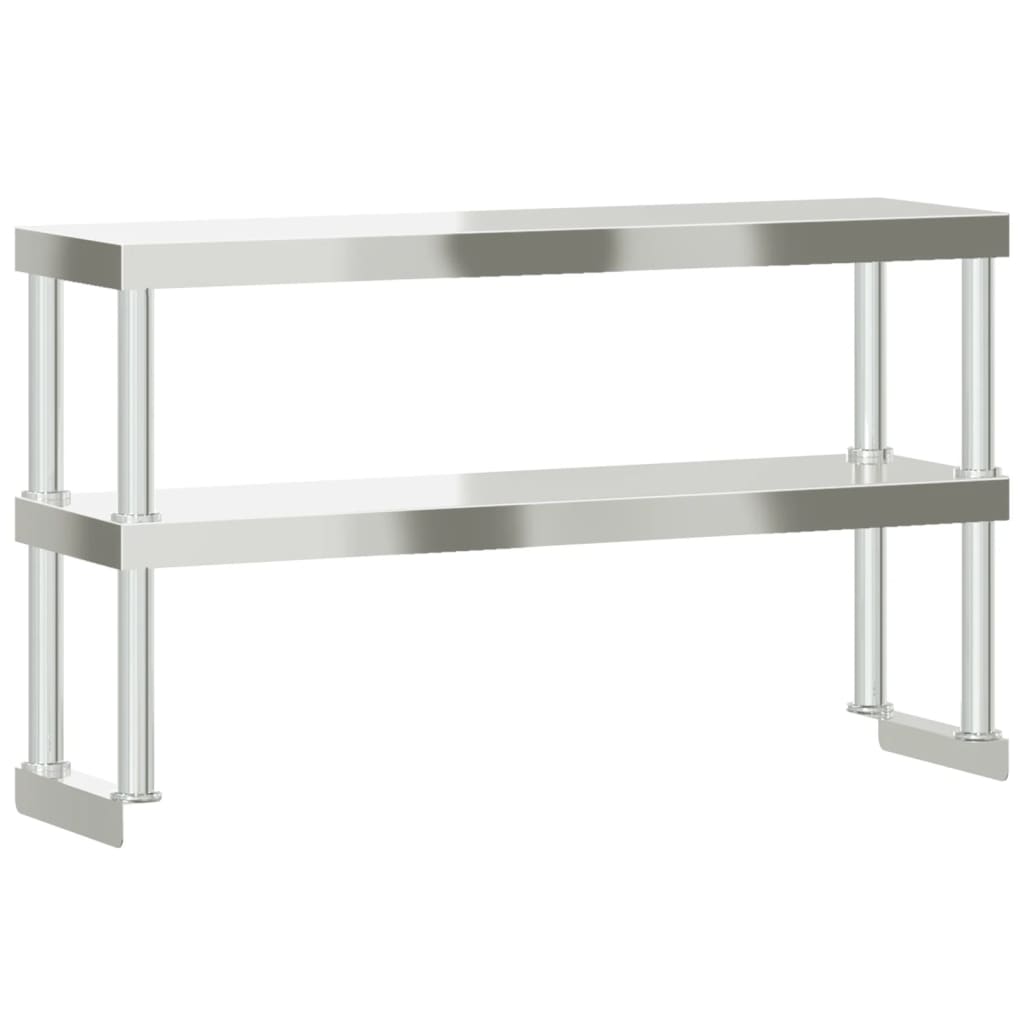 Ripiano per Tavolo da Lavoro 2 Piani 110x30x65 cm Acciaio Inox | homemem39