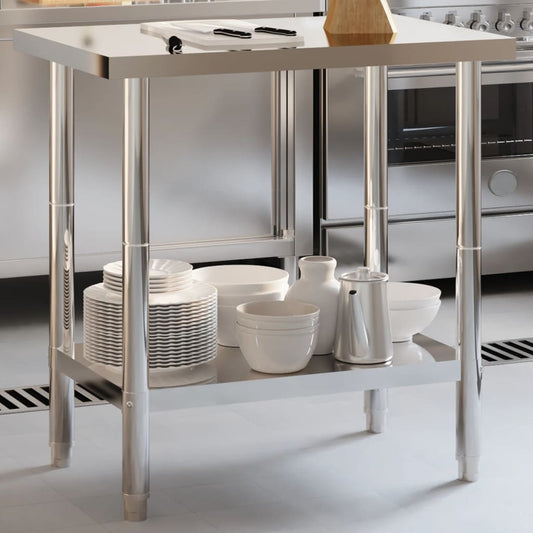 Tavolo da Lavoro da Cucina 82,5x55x85cm in Acciaio Inossidabile | homemem39