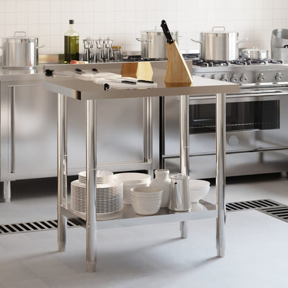 Tavolo Lavoro Cucina con Paraschizzi 82,5x55x93cm Acciaio Inox - homemem39