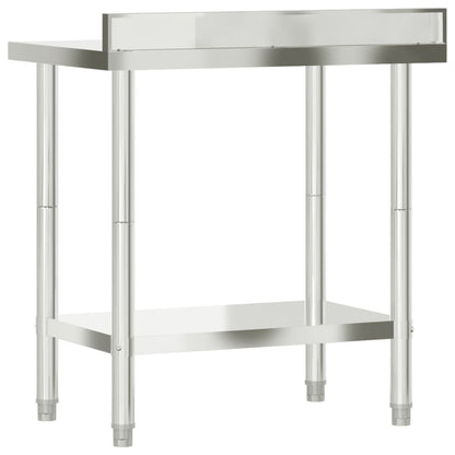 Tavolo Lavoro Cucina con Paraschizzi 82,5x55x93cm Acciaio Inox - homemem39