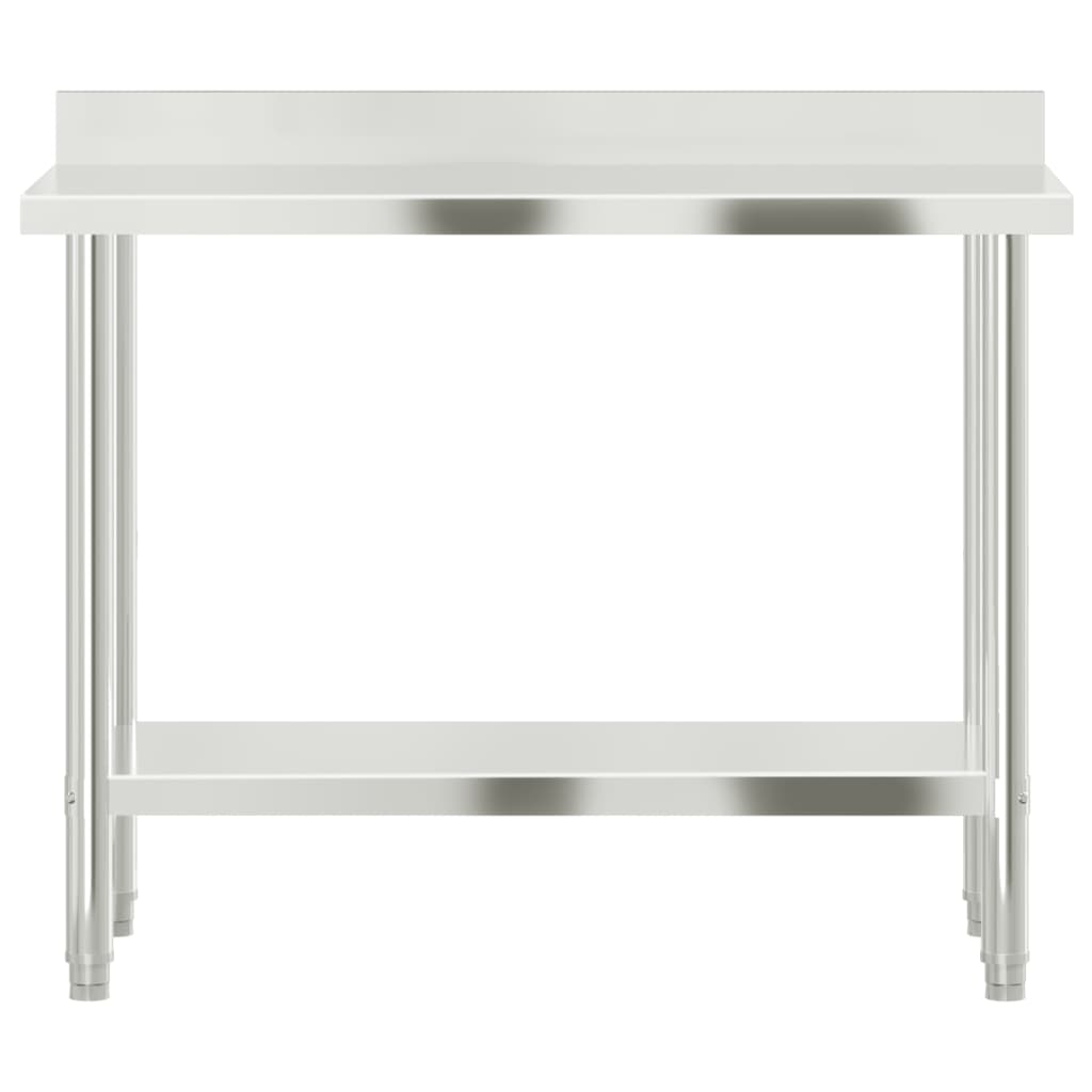 Tavolo Lavoro Cucina con Paraschizzi 110x55x93cm Acciaio Inox | homemem39