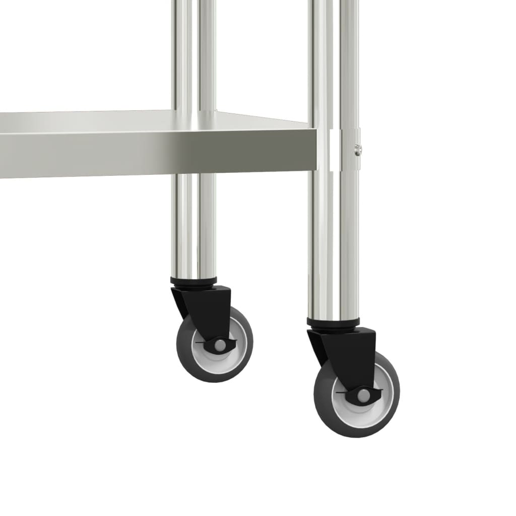 Tavolo da Lavoro Cucina con Ruote 82,5x30x85 cm in Acciaio Inox | homemem39