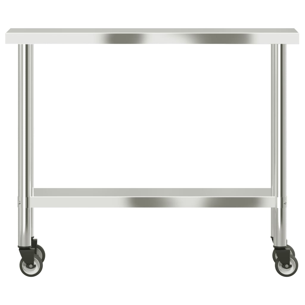 Tavolo da Lavoro Cucina con Ruote 110x30x85 cm in Acciaio Inox - homemem39