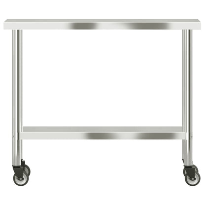 Tavolo da Lavoro Cucina con Ruote 110x30x85 cm in Acciaio Inox - homemem39