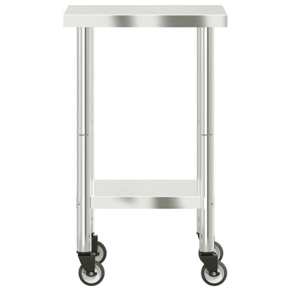 Tavolo da Lavoro Cucina con Ruote 55x55x85 cm in Acciaio Inox - homemem39