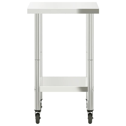 Tavolo da Lavoro Cucina con Ruote 55x55x85 cm in Acciaio Inox - homemem39