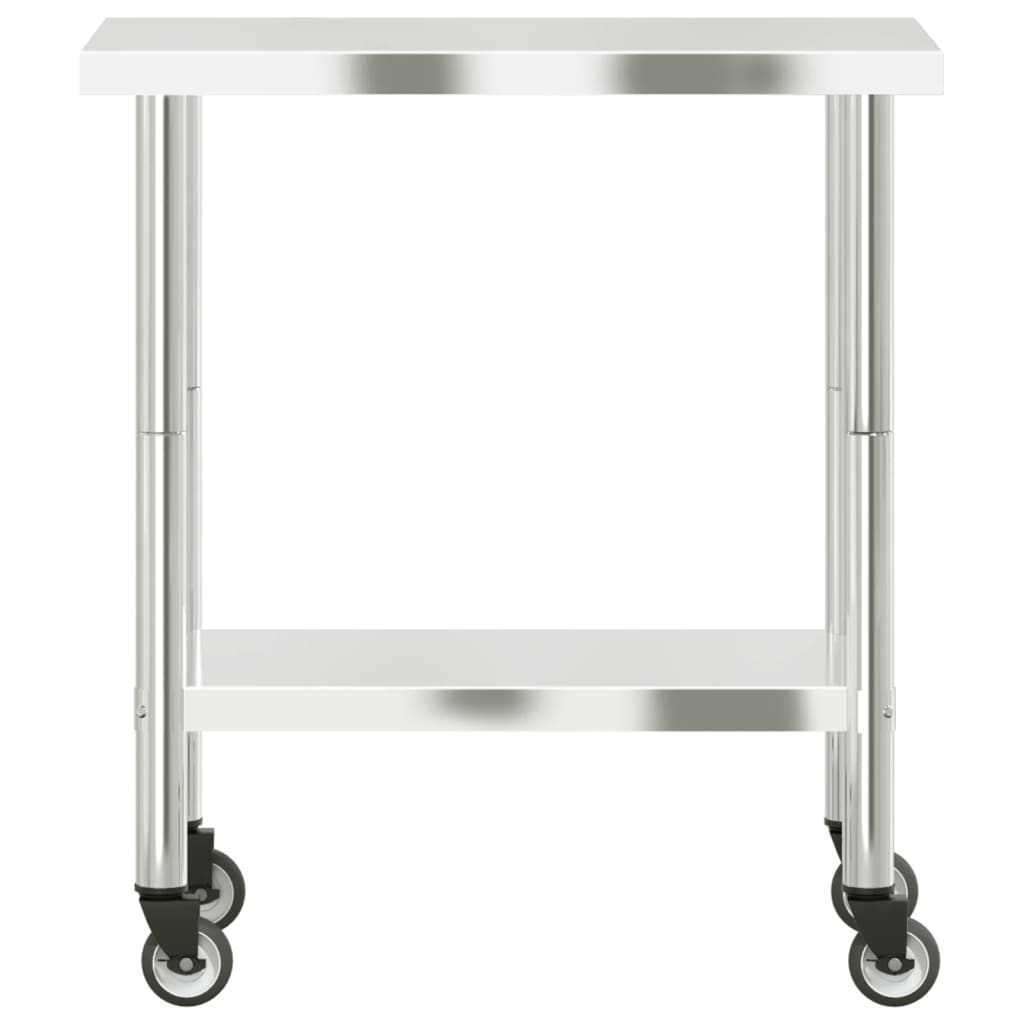 Tavolo da Lavoro Cucina con Ruote 82,5x55x85 cm in Acciaio Inox - homemem39