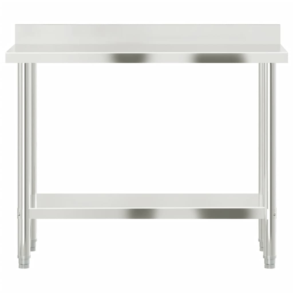 Tavolo Lavoro Cucina con Paraschizzi 110x55x93cm Acciaio Inox | homemem39