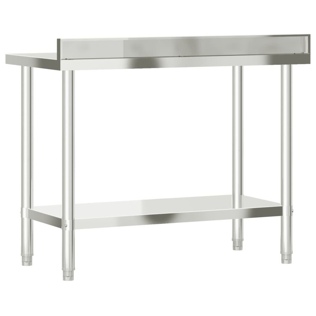 Tavolo Lavoro Cucina con Paraschizzi 110x55x93cm Acciaio Inox - homemem39