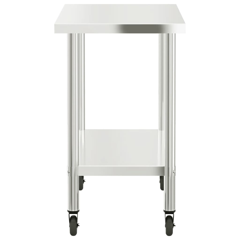 Tavolo da Lavoro Cucina con Ruote 110x55x85 cm in Acciaio Inox | homemem39
