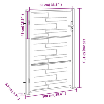 Cancello da Giardino 100x150 cm in Acciaio Inossidabile - homemem39