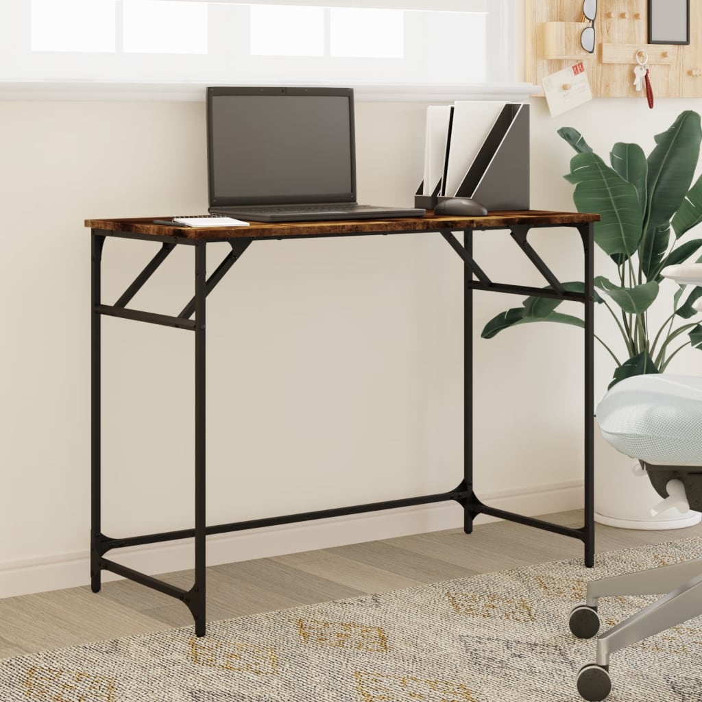 Scrivania Fumo 100x45x76cm Legno e Acciaio Verniciato a Polvere | homemem39