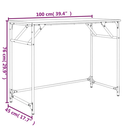 Scrivania Fumo 100x45x76cm Legno e Acciaio Verniciato a Polvere | homemem39