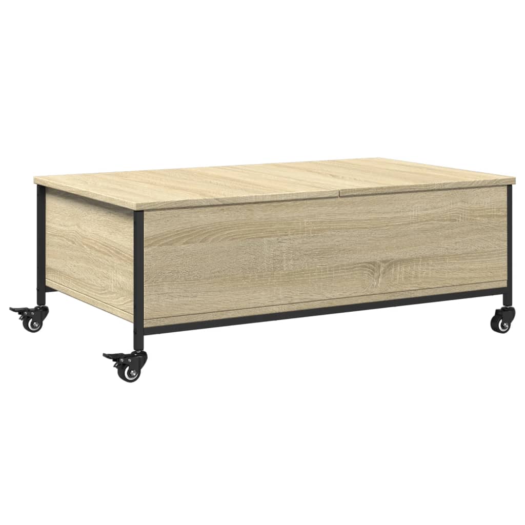 Tavolino con Ruote Rovere Sonoma 91x55x34 cm Legno Multistrato | homemem39
