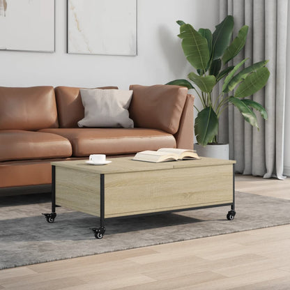 Tavolino con Ruote Rovere Sonoma 91x55x34 cm Legno Multistrato | homemem39