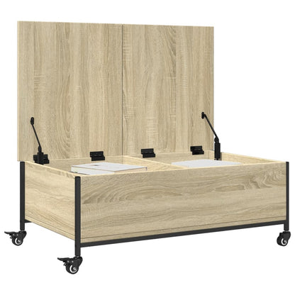 Tavolino con Ruote Rovere Sonoma 91x55x34 cm Legno Multistrato | homemem39